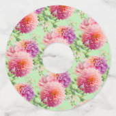 ピンクのダリアの花 ワイングラスタグ (正面)