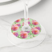 ピンクのダリアの花 ワイングラスタグ (クローズアップ)