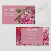 ピンクのダリアの花 名刺 (正面/裏面)