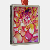 ピンクのダリアの花 水彩画 ファインアート メタルオーナメント (右)