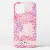 ピンクのダリアの花、花のパターン、あなたの名前 Case-Mate iPhoneケース (裏面)