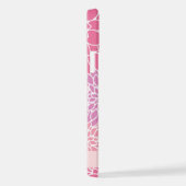 ピンクのダリアの花、花のパターン、あなたの名前 iPhoneケース (右側面)