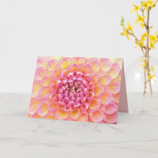 ピンクのダリアカード カード (黄色い花)