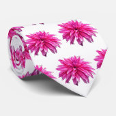 ピンクのダリア独身のフエレガントラワーリピート白 ネクタイ (ロール)