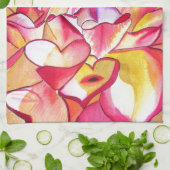 ピンクのダリア花の水の色のアー素晴らしト キッチンタオル (折り畳み)