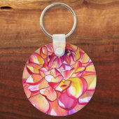 ピンクのダリア花の水の色のアー素晴らしト キーホルダー (正面)