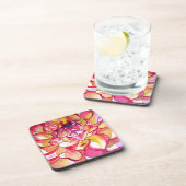 ピンクのダリア花の水の色のアー素晴らしト コースター (右側)