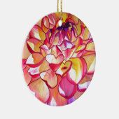 ピンクのダリア花の水の色のアー素晴らしト セラミックオーナメント (右)