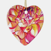 ピンクのダリア花の水の色のアー素晴らしト セラミックオーナメント (右)