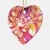 ピンクのダリア花の水の色のアー素晴らしト セラミックオーナメント (左)