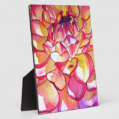 ピンクのダリア花の水の色のアー素晴らしト フォトプラーク (側面)