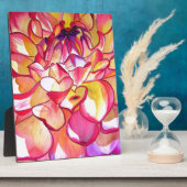 ピンクのダリア花の水の色のアー素晴らしト フォトプラーク (側面)