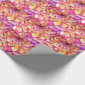 ピンクのダリア花の水の色のアー素晴らしト ラッピングペーパー (角)