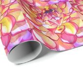 ピンクのダリア花の水の色のアー素晴らしト ラッピングペーパー (ロールコーナー)