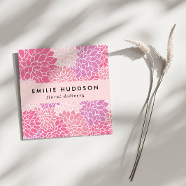 ピンクのダリア花、花屋、花屋 スクエア名刺
