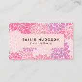 ピンクのダリア花、花屋、花屋 名刺 (正面)