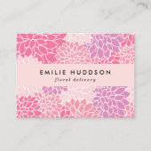 ピンクのダリア花、花屋、花屋 名刺 (正面)