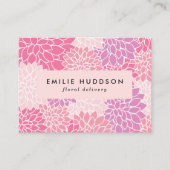 ピンクのダリア花、花屋、花屋 名刺 (正面)