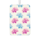 ピンクのダリア、ブルーダラ、花のパターン、花 カーエアーフレッシュナー (裏面)