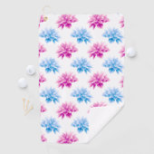 ピンクのダリア、ブルーダラ、花のパターン、花 ゴルフタオル (インサイチュ)