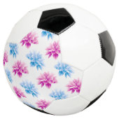 ピンクのダリア、ブルーダラ、花のパターン、花 サッカーボール (3/4)