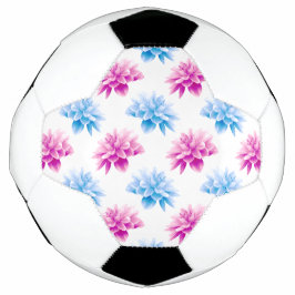 ピンクのダリア、ブルーダラ、花のパターン、花 サッカーボール