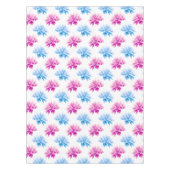 ピンクのダリア、ブルーダラ、花のパターン、花 テーブルクロス (正面)