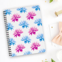 ピンクのダリア、ブルーダラ、花のパターン、花