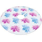 ピンクのダリア、ブルーダラ、花のパターン、花 ブラッシュドポリエステルツリースカート (アングル)