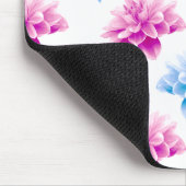 ピンクのダリア、ブルーダラ、花のパターン、花 マウスパッド (コーナー)