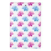 ピンクのダリア、ブルーダラ、花のパターン、花 ミニクリップボード (裏面)