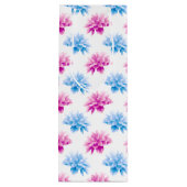 ピンクのダリア、ブルーダラ、花のパターン、花 ワインギフトバッグ (裏面)