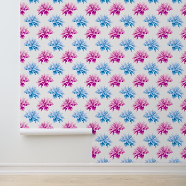 ピンクのダリア、ブルーダラ、花のパターン、花 壁紙 (アプリケーション)