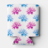 ピンクのダリア、ブルーダラ、花のパターン、花 缶クーラー (裏面)