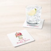 ピンクのダリア メイソンジャー ブライダルシャワー スクエアペーパーコースター (インサイチュ)