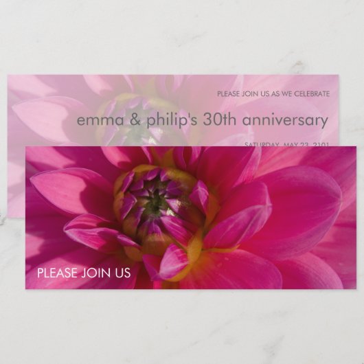 ピンクのダリア 招待状 (正面/裏面)