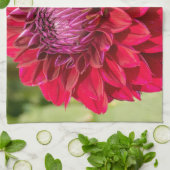 ピンクのダリア、美しい花の写真 キッチンタオル (折り畳み)