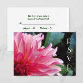 ピンクのダリアRSVPカード 出欠カード (正面/裏面)