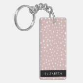 ピンクのダルマチアスポット、ダルマチアドット、あなたの名前 キーホルダー (正面左)