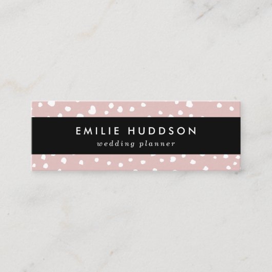 ピンクのダルマチアスポット、ダルマチアドット、点々のあるプリント スキニー名刺 (正面)