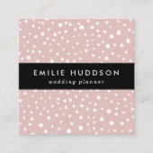 ピンクのダルマチアスポット、ダルマチアドット、点々のあるプリント スクエア名刺 (正面)