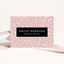 ピンクのダルマチアスポット、ダルマチアドット、点々のあるプリント 名刺