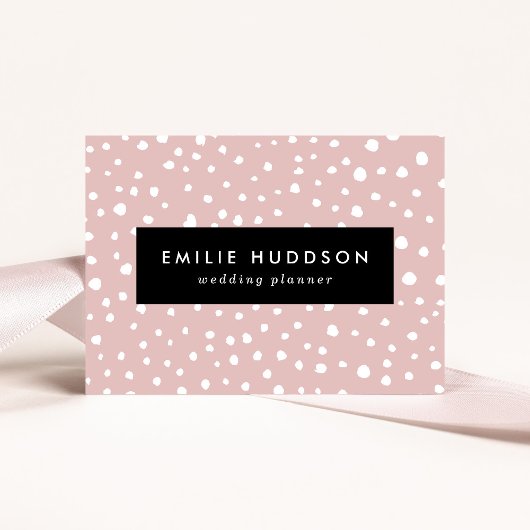 ピンクのダルマチアスポット、ダルマチアドット、点々のあるプリント 名刺