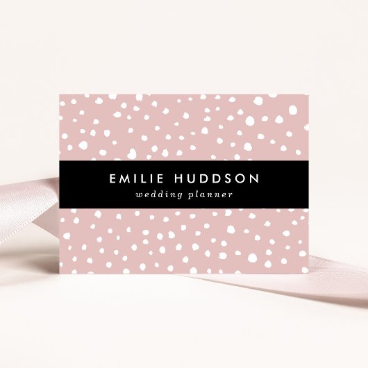 ピンクのダルマチアスポット、ダルマチアドット、点々のあるプリント 名刺