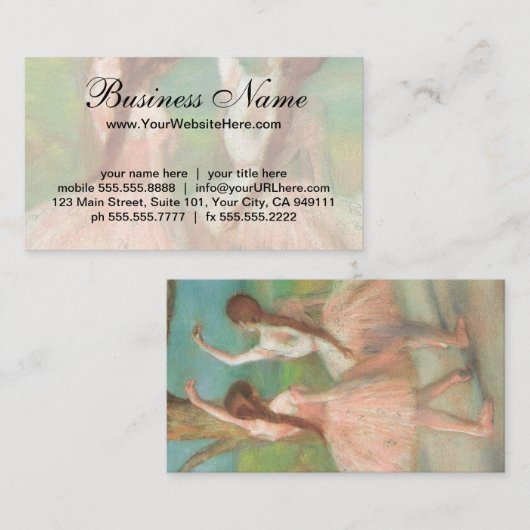 ピンクのダンサーたち(Edgar Degas作) 名刺 (正面/裏面)