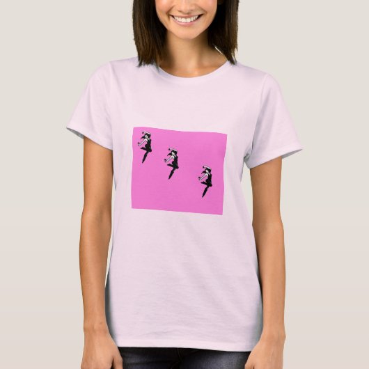 ピンクのダンサーのシルエット Tシャツ (正面)
