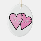 ピンクのダンスのハートの1面オーナメント セラミックオーナメント (右)