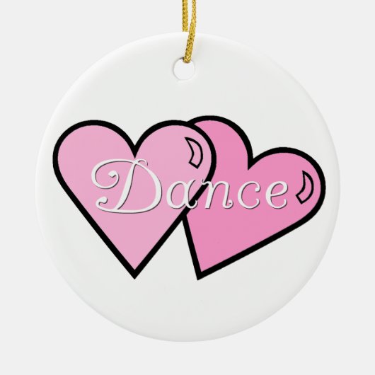 ピンクのダンスのハートの1面オーナメント セラミックオーナメント (正面)
