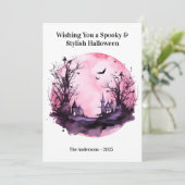 ピンクのダークで怖いハロウィンカード シーズンカード (スタンド正面)