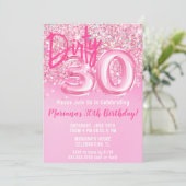 ピンクのダーティーな30歳の誕生日招待状 グリッター 招待状 (スタンド正面)